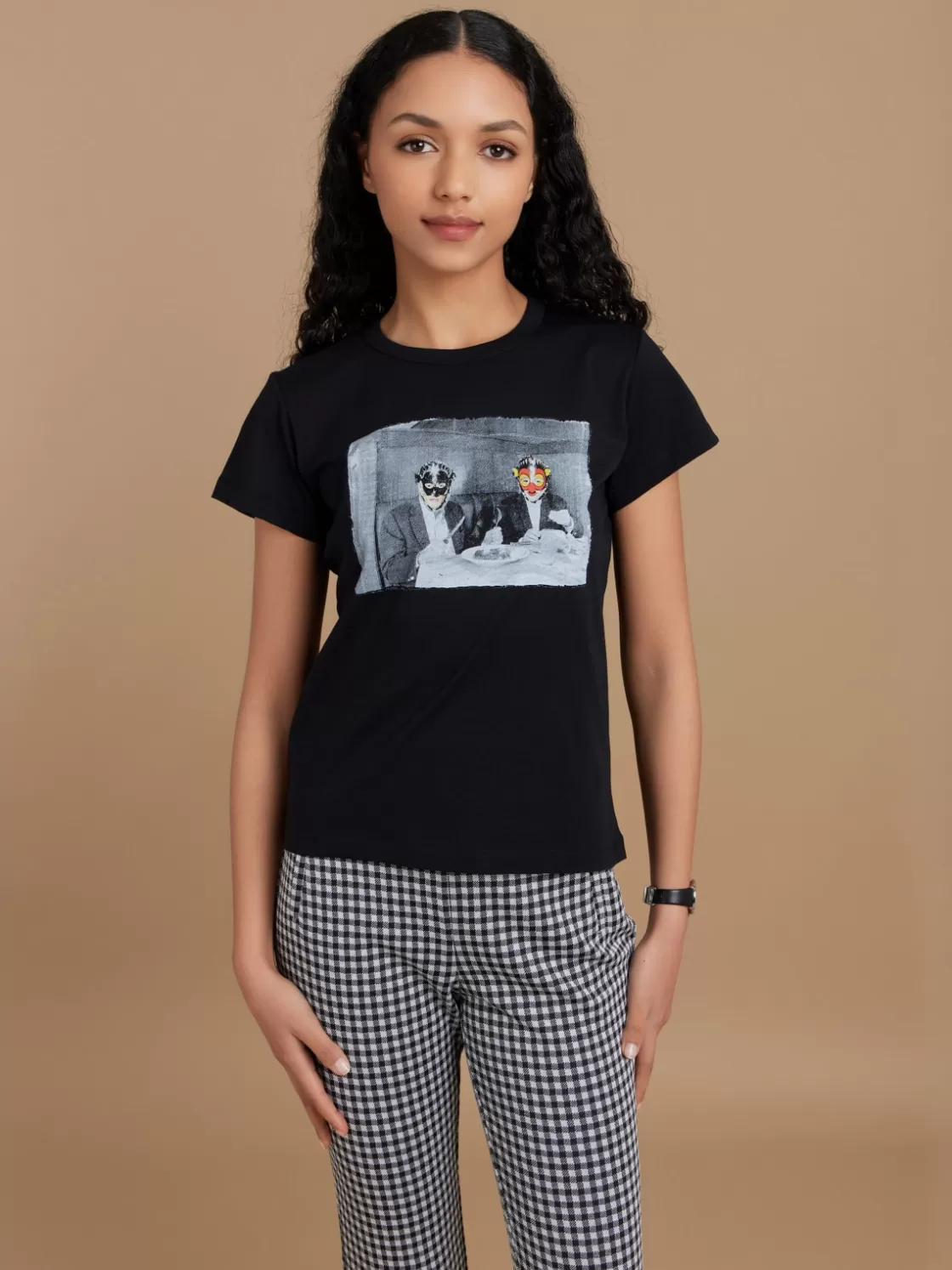 Women agnès b. Artist's Collection | T-Shirts & Tank Tops<Black Cotton Brando T-shirt With Artist Jim Jarmusch