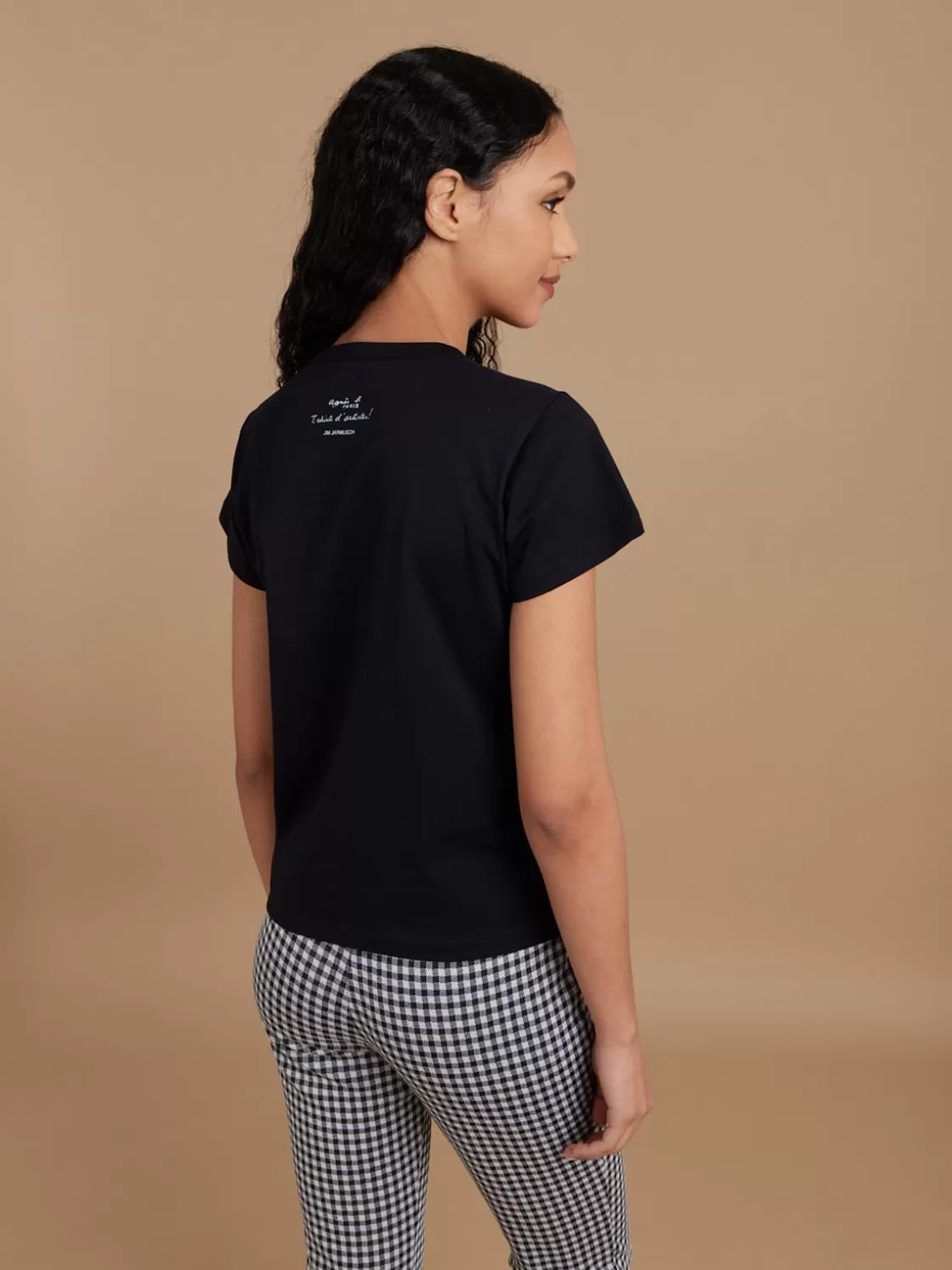 Women agnès b. Artist's Collection | T-Shirts & Tank Tops<Black Cotton Brando T-shirt With Artist Jim Jarmusch
