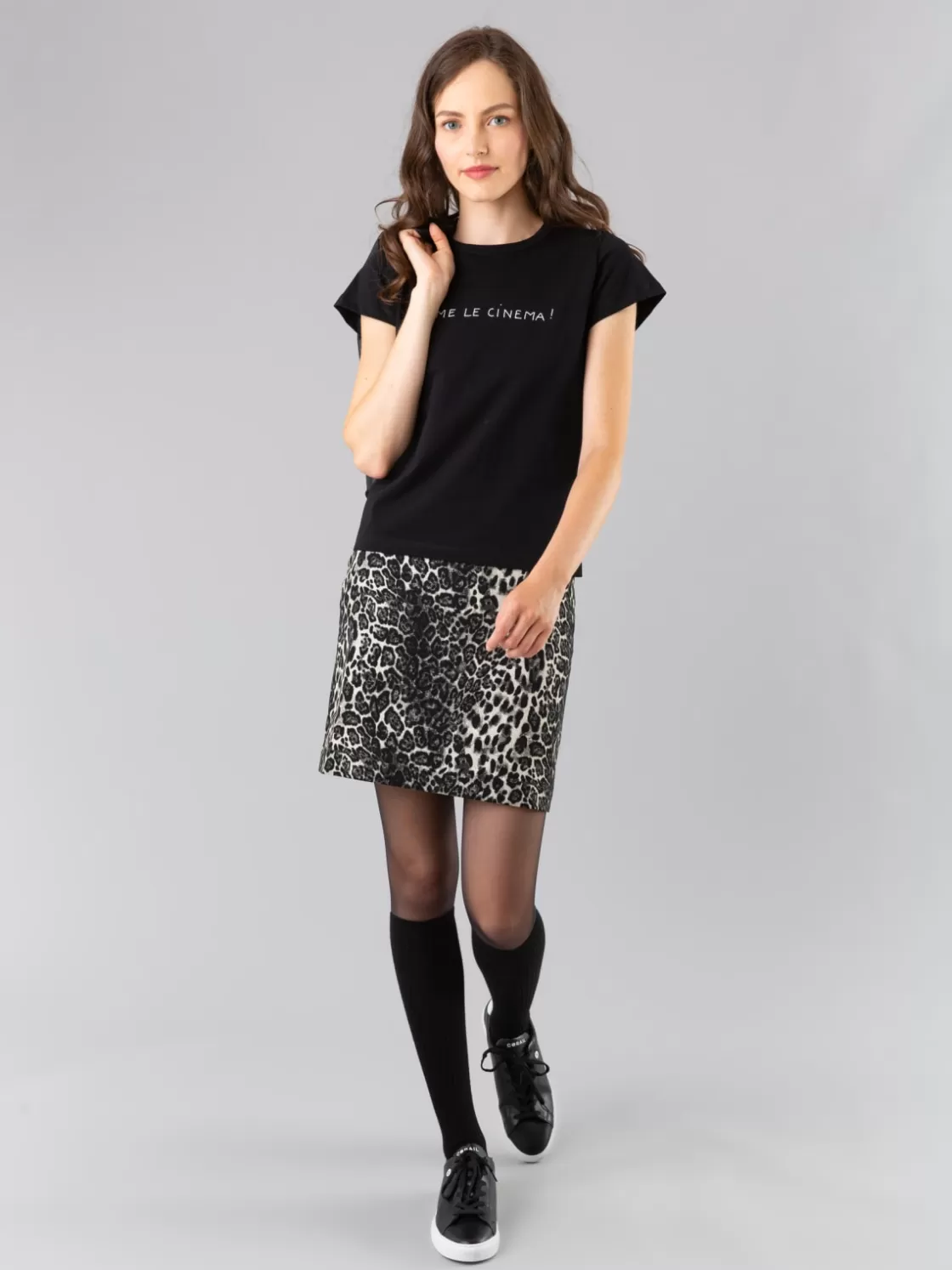 Women agnès b. T-Shirts & Tank Tops<Black Cotton Brando T-shirt With "J'aime Le Cinema" (I Love Cinema) Print