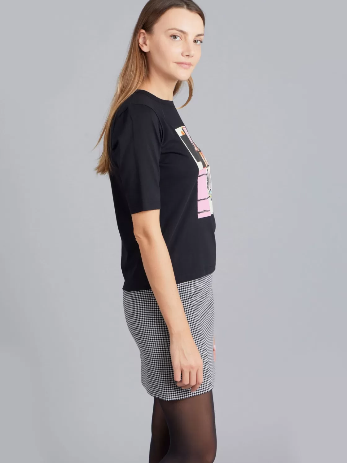 Women agnès b. Artist's Collection | T-Shirts & Tank Tops<Black Cotton Jersey Brando T-shirt Artist Simon English
