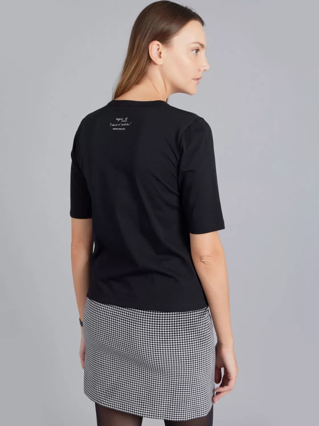 Women agnès b. Artist's Collection | T-Shirts & Tank Tops<Black Cotton Jersey Brando T-shirt Artist Simon English