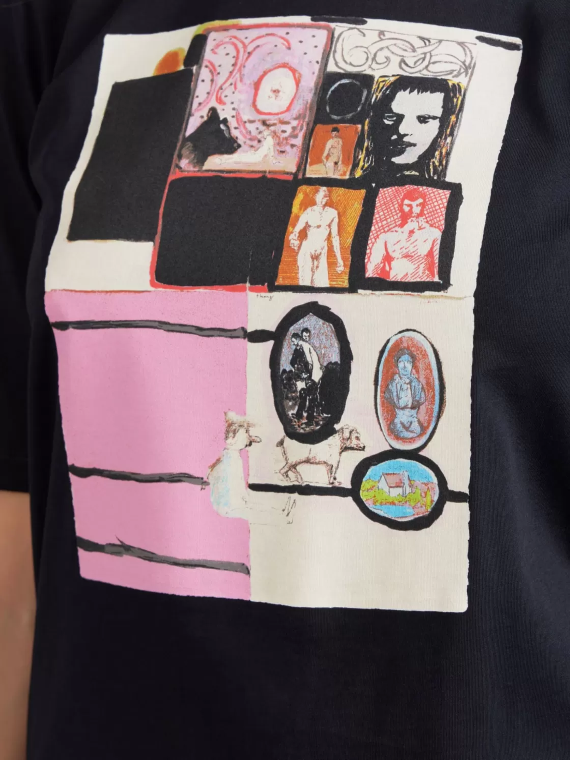 Women agnès b. Artist's Collection | T-Shirts & Tank Tops<Black Cotton Jersey Brando T-shirt Artist Simon English
