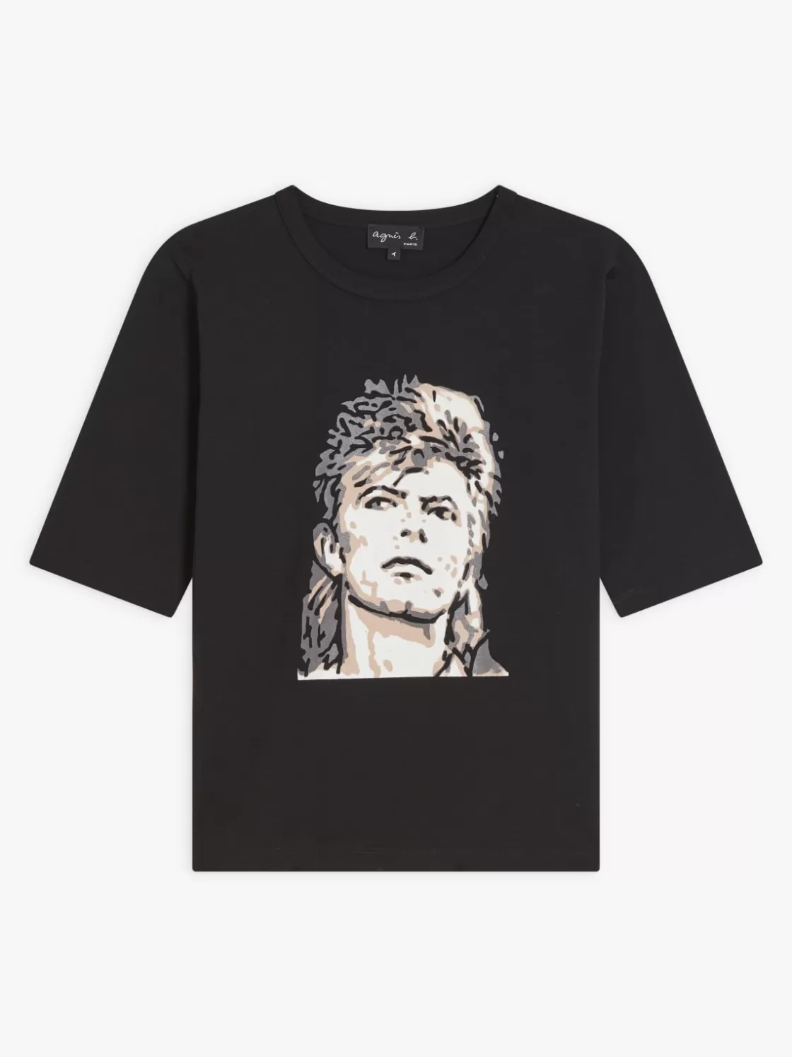 Women agnès b. Artist's Collection | T-Shirts & Tank Tops<Black Cotton Jersey Brando T-shirt With Artist Rafael Gray
