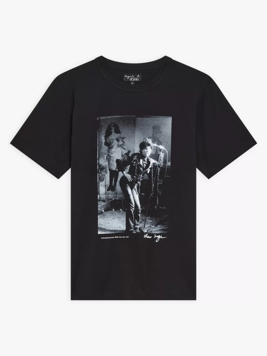 Women agnès b. Artist's Collection | T-Shirts & Polos<Black Le Mixte Artist Alan Vega Unisex Cotton Jersey T-shirt