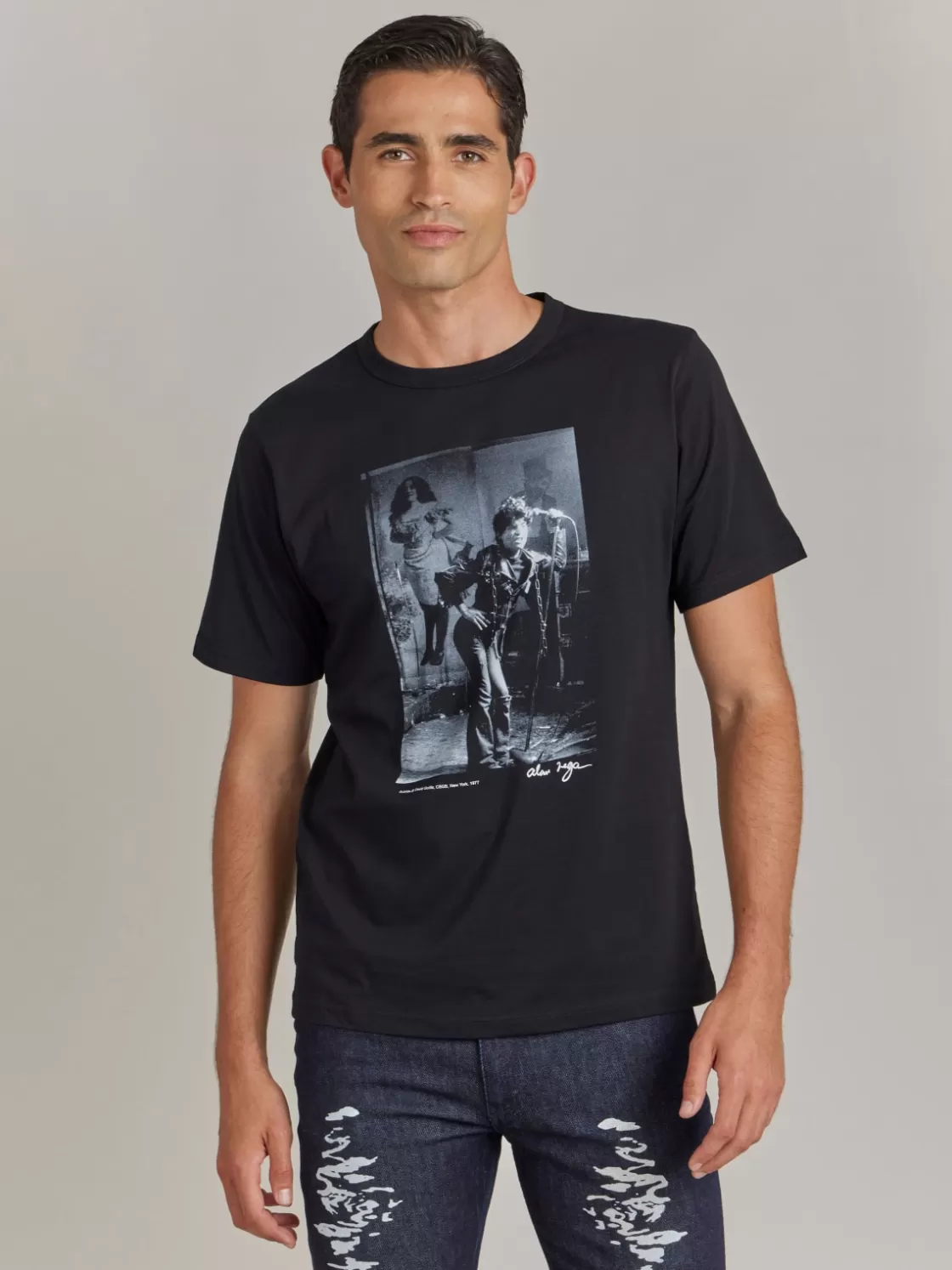 Women agnès b. Artist's Collection | T-Shirts & Polos<Black Le Mixte Artist Alan Vega Unisex Cotton Jersey T-shirt