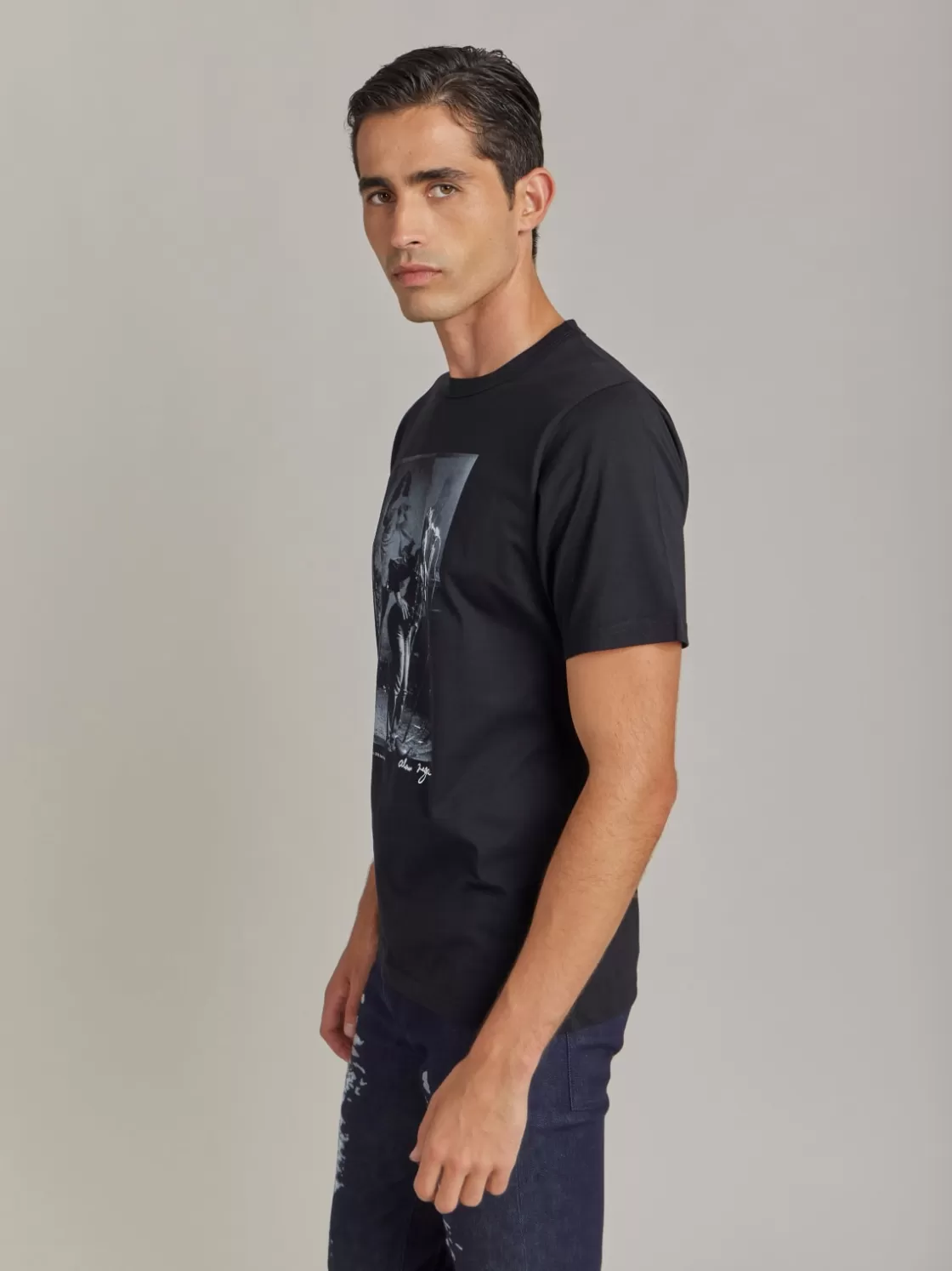 Women agnès b. Artist's Collection | T-Shirts & Polos<Black Le Mixte Artist Alan Vega Unisex Cotton Jersey T-shirt
