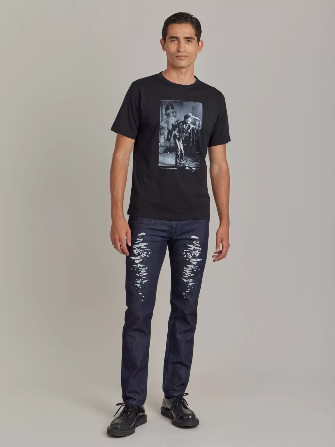 Women agnès b. Artist's Collection | T-Shirts & Polos<Black Le Mixte Artist Alan Vega Unisex Cotton Jersey T-shirt