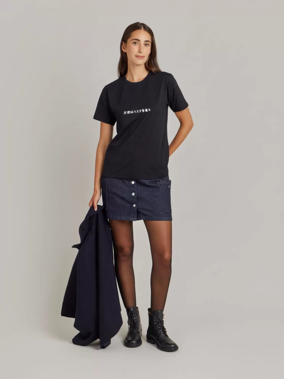 Women agnès b. Artist's Collection | T-Shirts & Polos<Black Le Mixte Artist Jim Joe Unisex Cotton Jersey T-shirt