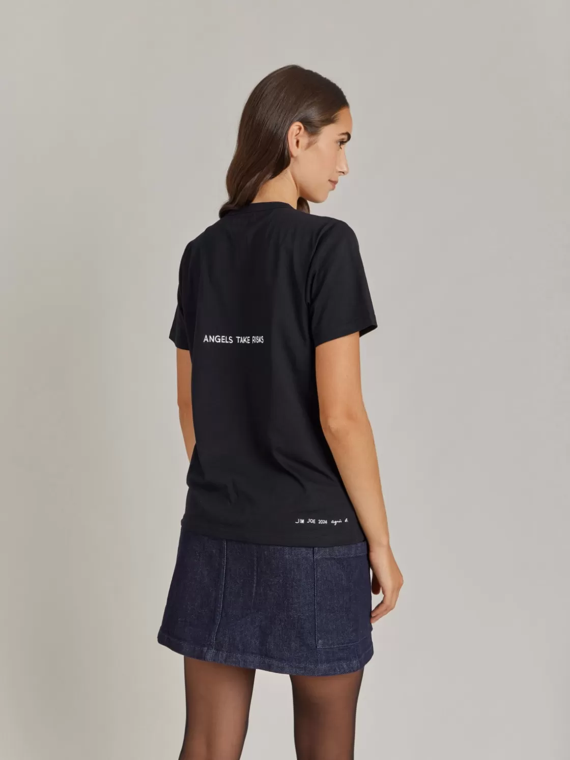 Women agnès b. Artist's Collection | T-Shirts & Polos<Black Le Mixte Artist Jim Joe Unisex Cotton Jersey T-shirt