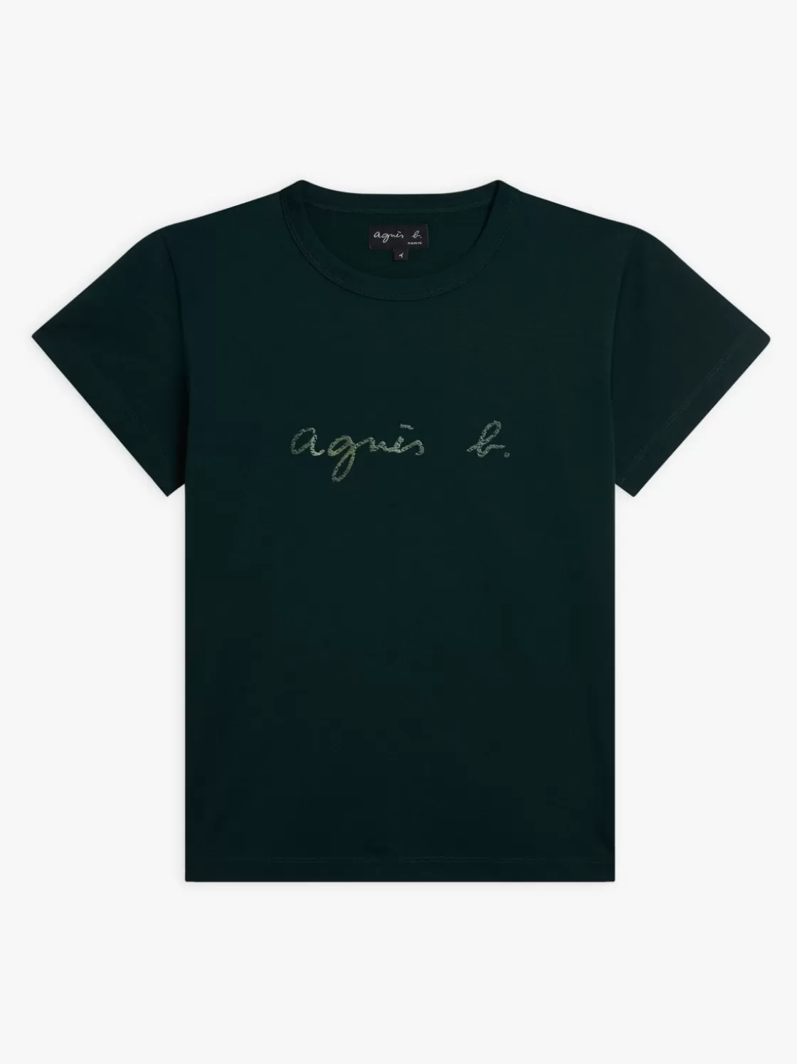 Women agnès b. T-Shirts & Tank Tops<Dark Green Cotton "" Logo Brando T-shirt