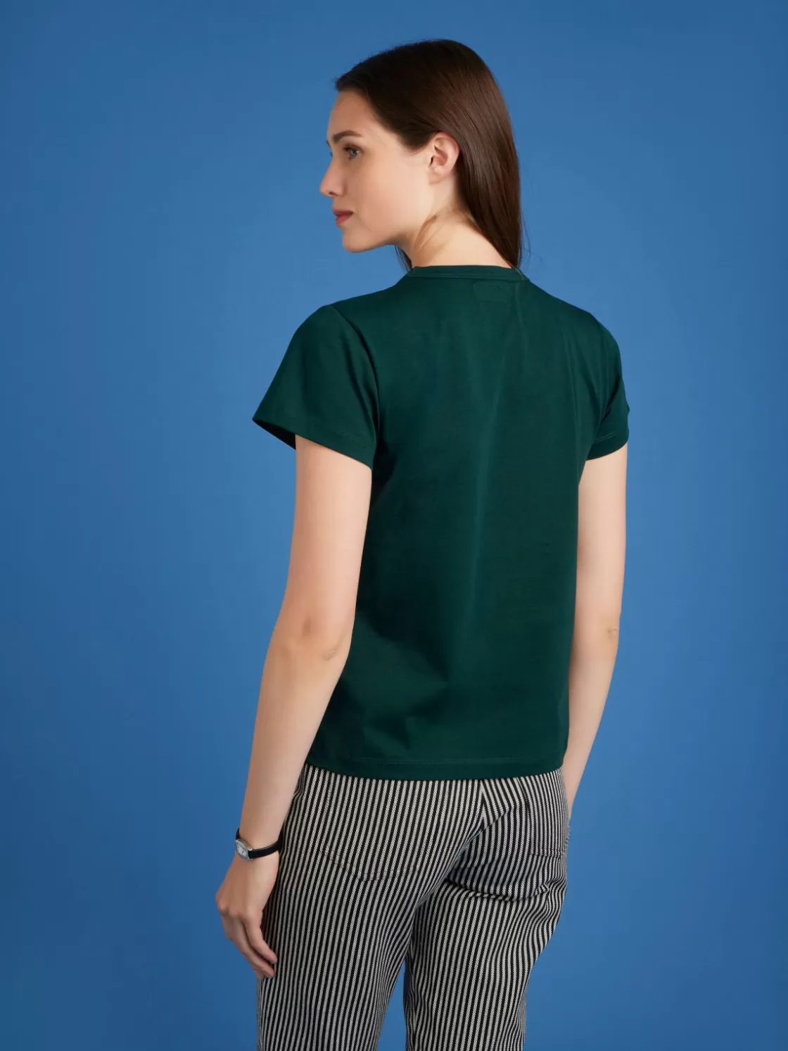 Women agnès b. T-Shirts & Tank Tops<Dark Green Cotton "" Logo Brando T-shirt