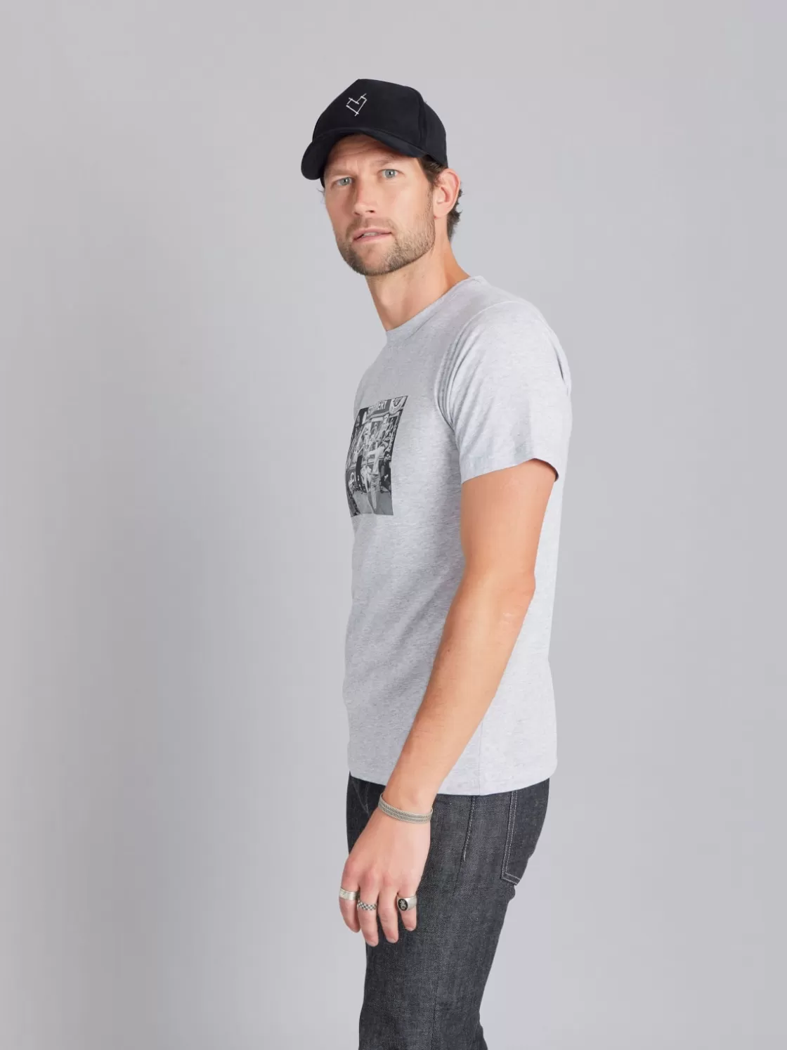 agnès b. Artist's Collection | T-Shirts & Polos<Grey Cotton Jersey Brando T-shirt With Artist Alain Dister