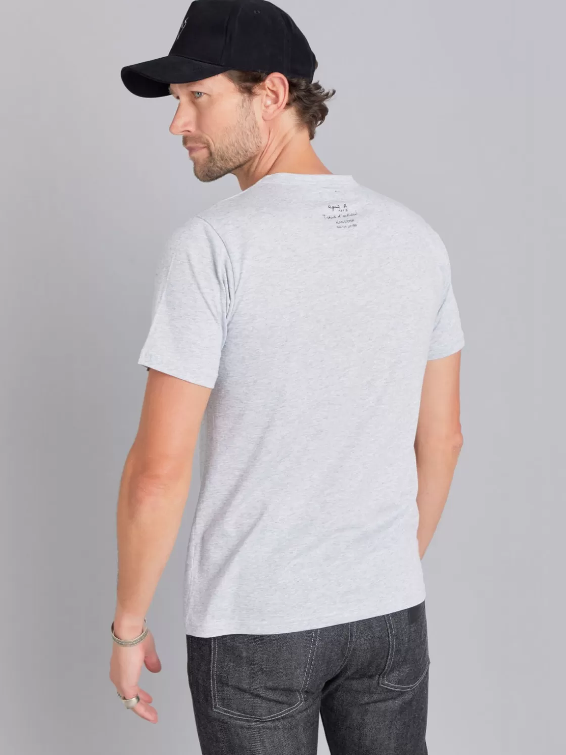 agnès b. Artist's Collection | T-Shirts & Polos<Grey Cotton Jersey Brando T-shirt With Artist Alain Dister