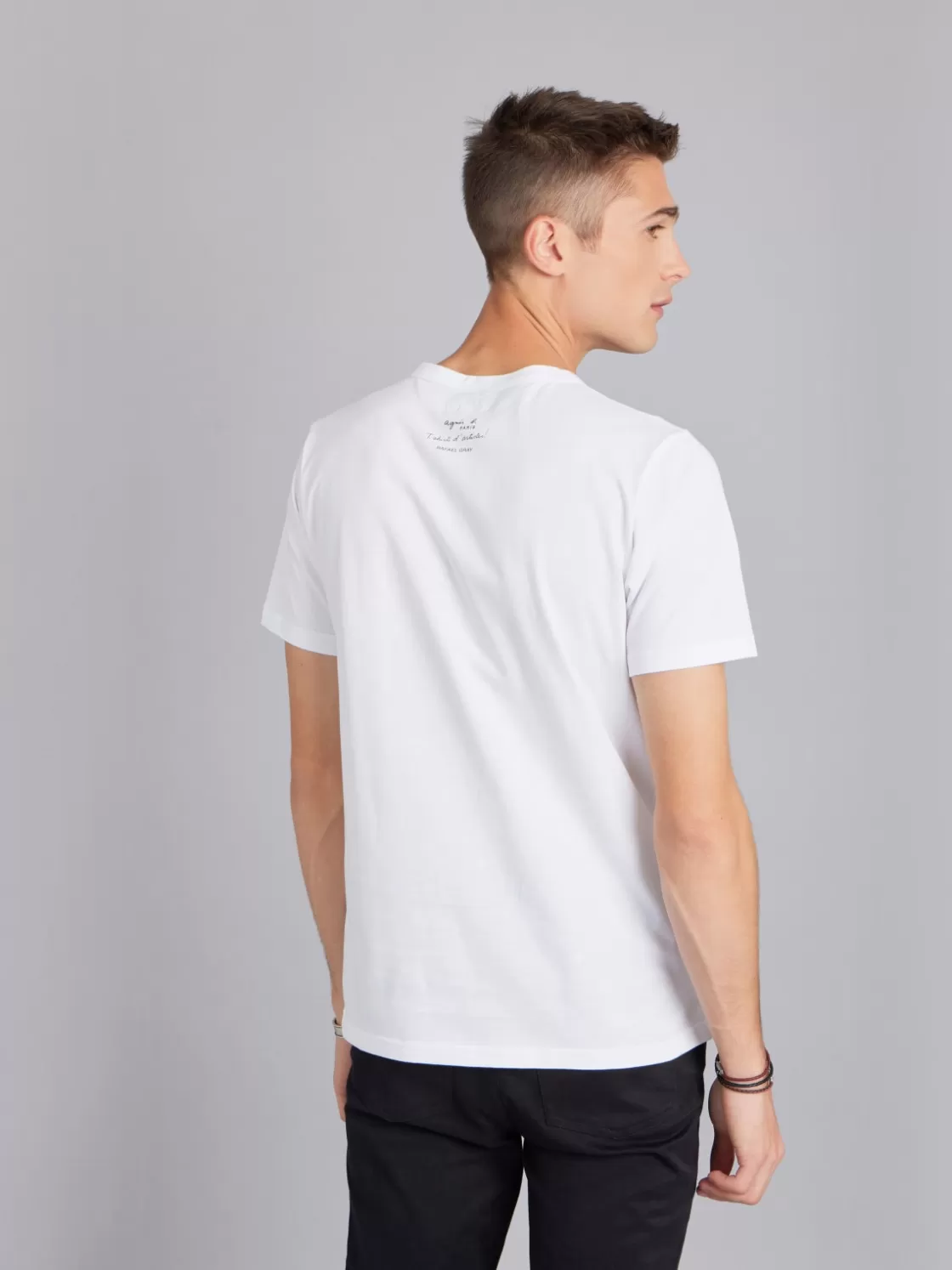 agnès b. Artist's Collection | T-Shirts & Polos<White Cotton Brando T-shirt With Artist Rafael Gray