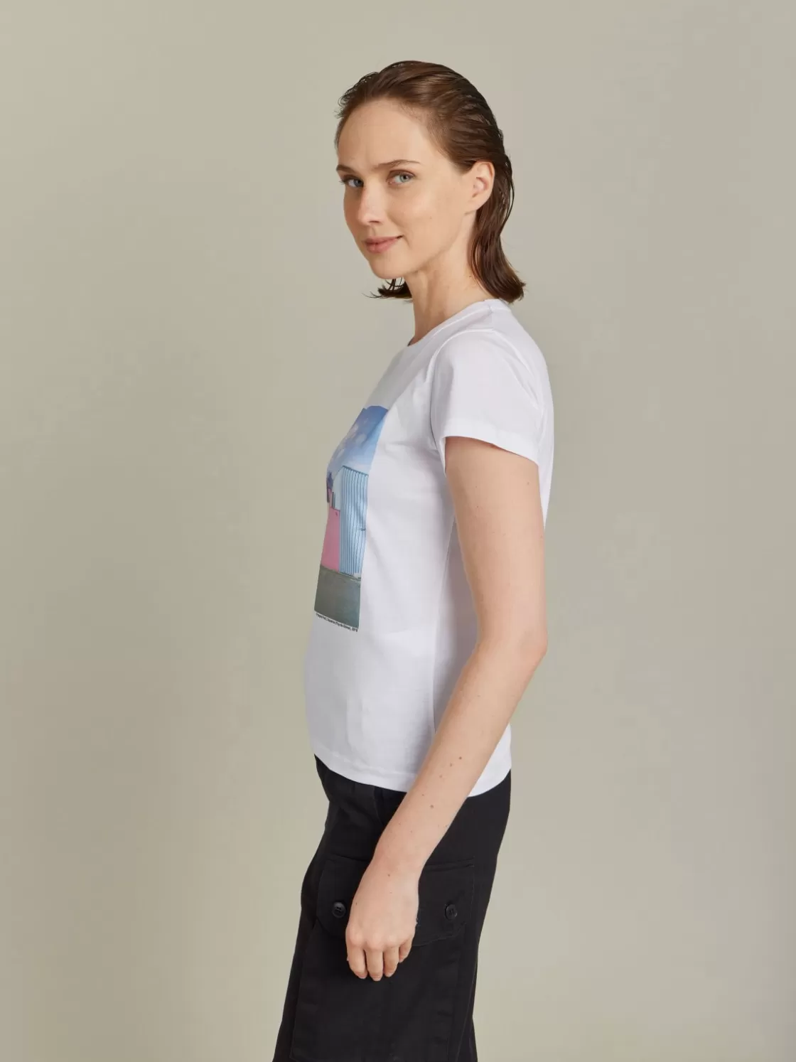 Women agnès b. Artist's Collection | T-Shirts & Tank Tops<White Cotton Jersey Brando T-shirt Artist François Prost
