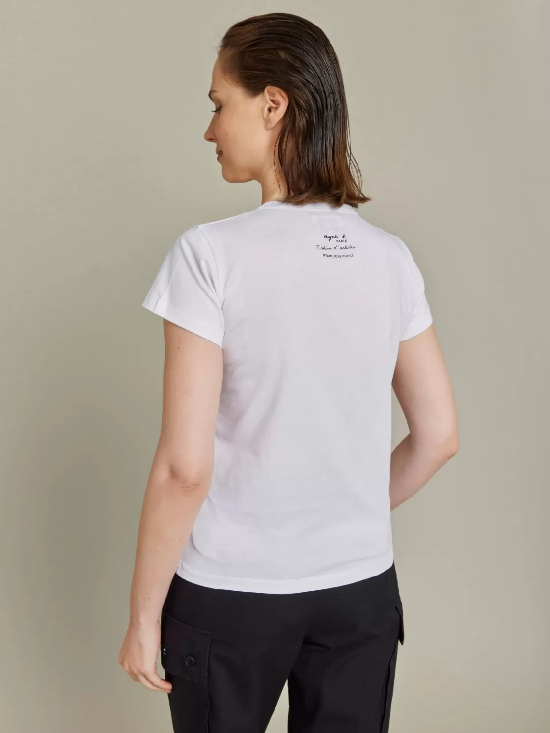 Women agnès b. Artist's Collection | T-Shirts & Tank Tops<White Cotton Jersey Brando T-shirt Artist François Prost