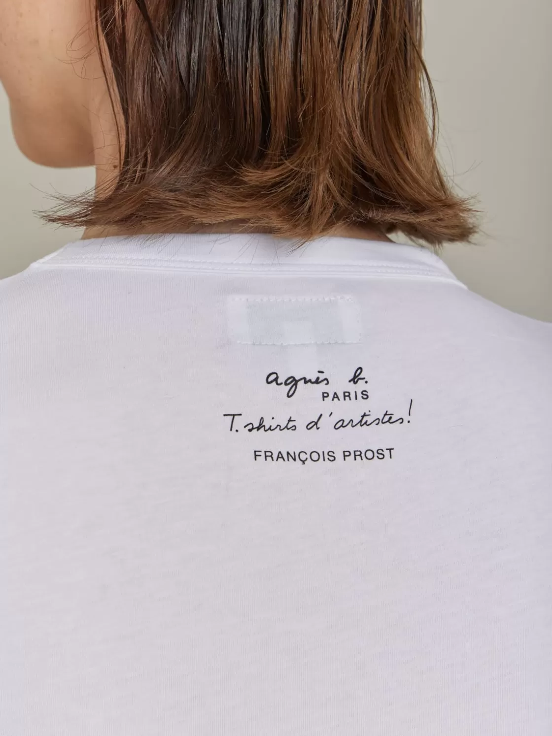 Women agnès b. Artist's Collection | T-Shirts & Tank Tops<White Cotton Jersey Brando T-shirt Artist François Prost